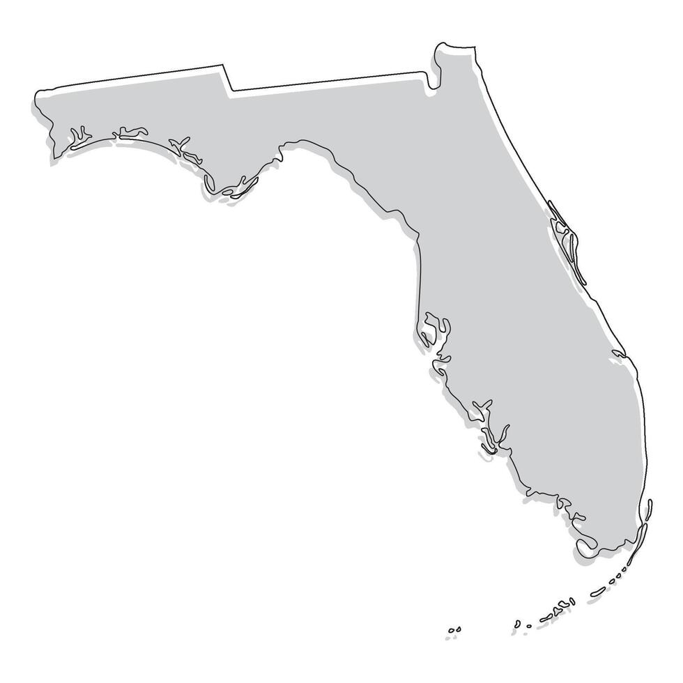 Florida state map. Map of the U.S. state of Florida vector