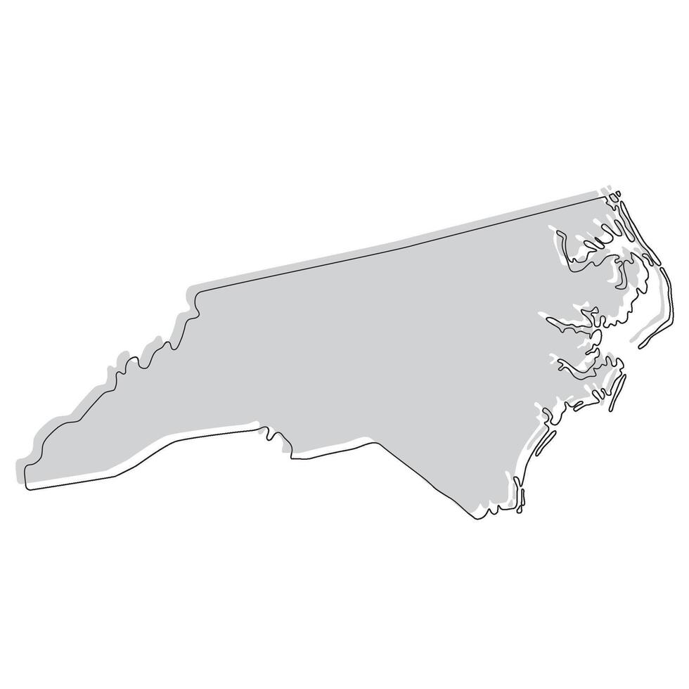 North Carolina state map. Map of the U.S. state of North Carolina. vector