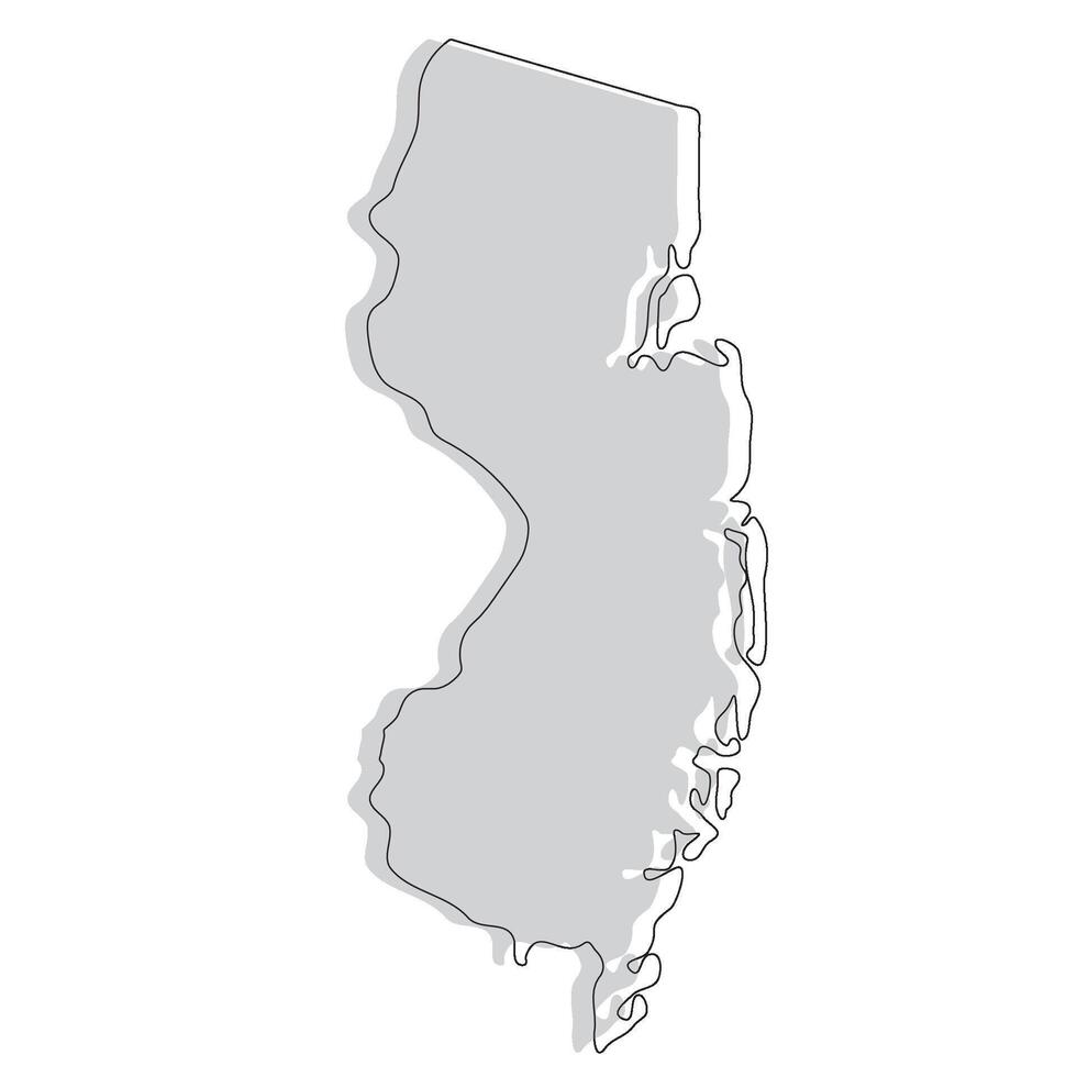 New Jersey state map. Map of the U.S. state of New Jersey. vector