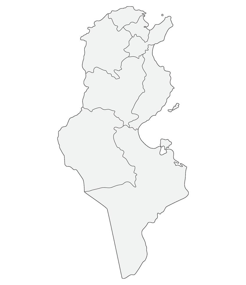 Tunisia map. Map of Tunisia in four main regions in white color vector