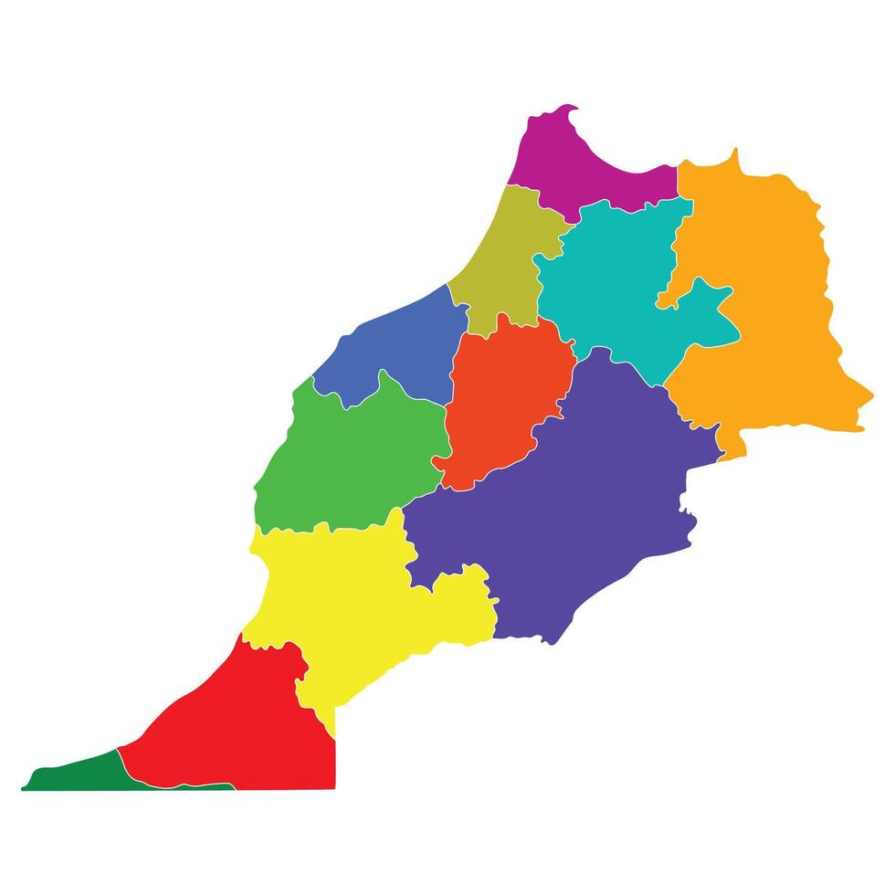 Morocco map. Map of Morocco in administrative provinces in multicolor vector