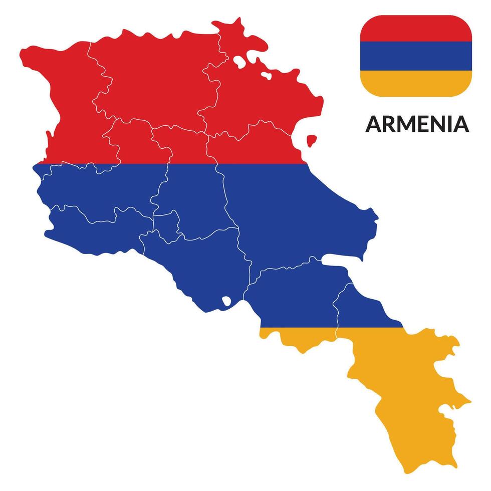 mapa de Armenia con nacional bandera de Armenia vector