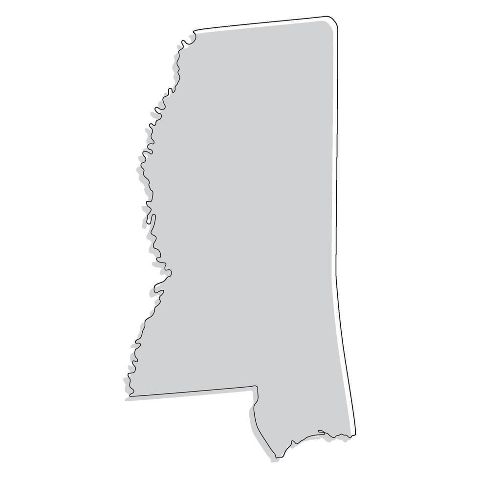 Mississippi state map. Map of the U.S. state of Mississippi. vector
