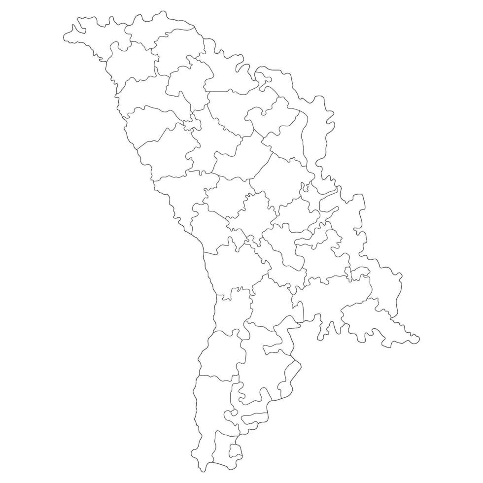 Moldova map. Map of Moldova in administrative provinces in white color vector