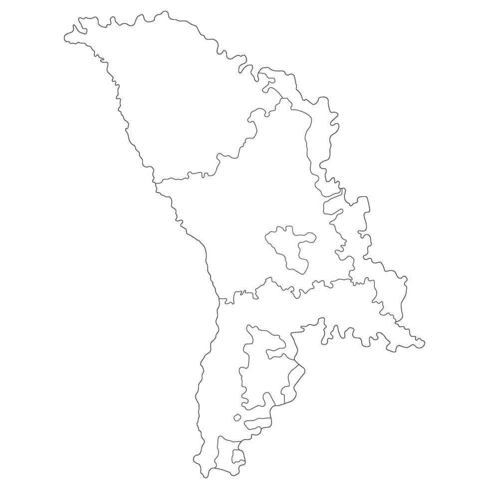 Moldova map. Map of Moldova in three main regions in white color vector