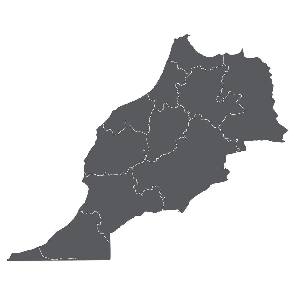 Morocco map. Map of Morocco in administrative provinces in grey color vector