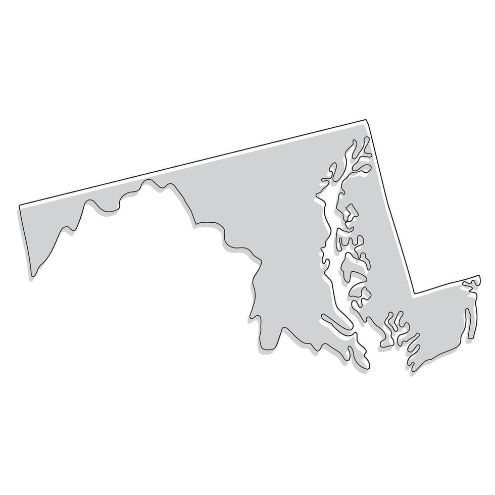 Maryland state map . Map of the U.S. state of Maryland. vector