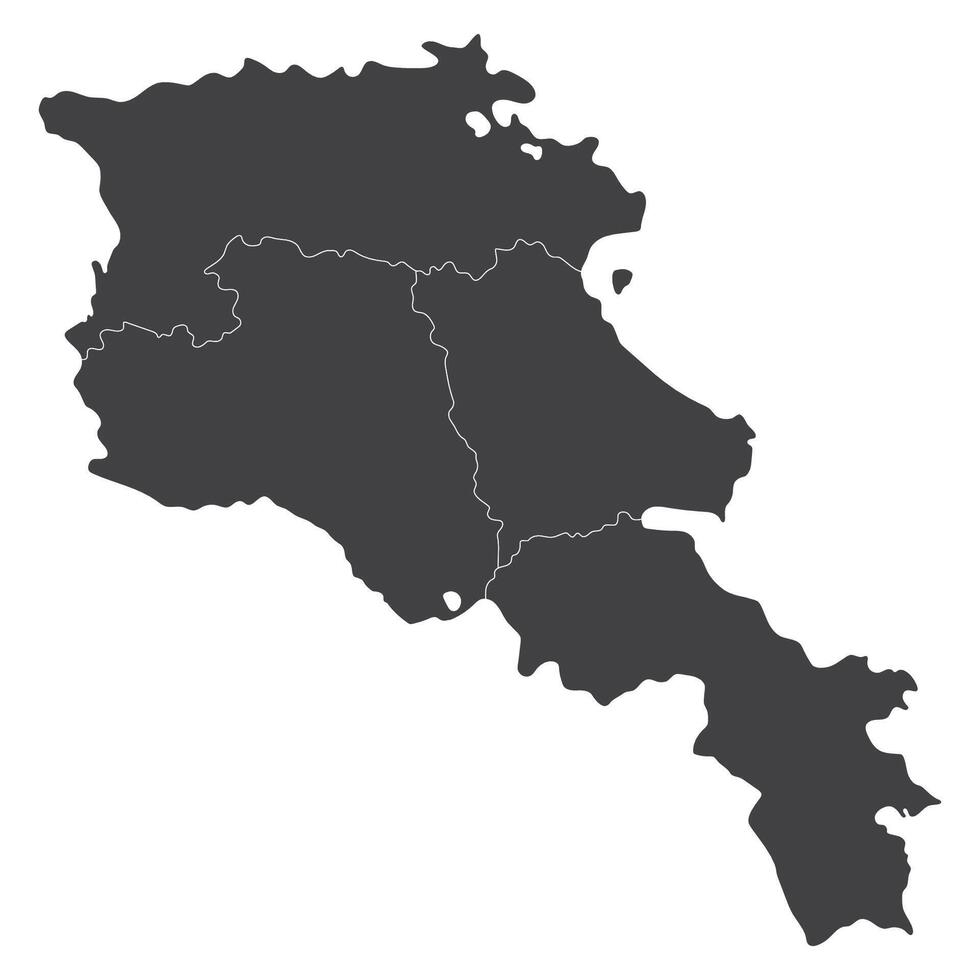 Armenia mapa. mapa de Armenia en cuatro principal regiones en gris color vector