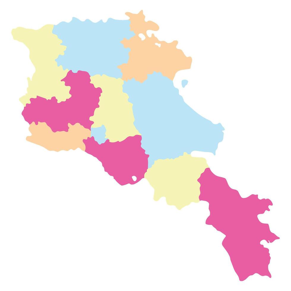 Armenia map. Map of Armenia in administrative provinces in multicolor vector