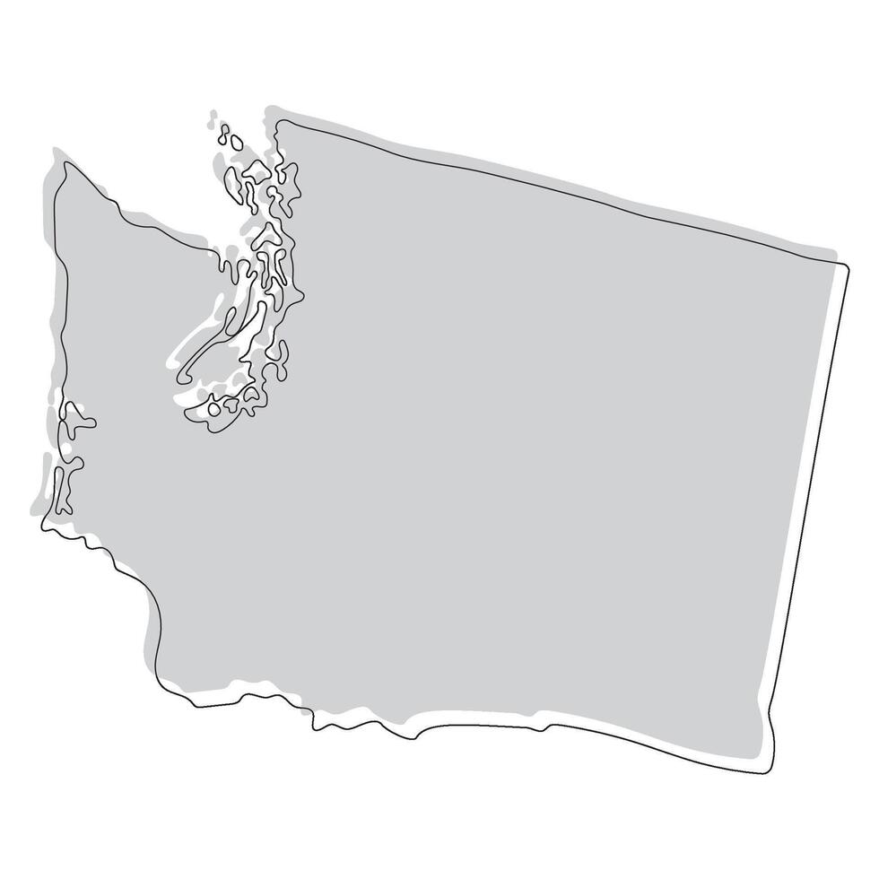 Washington state map. Map of the U.S. state of Washington. vector