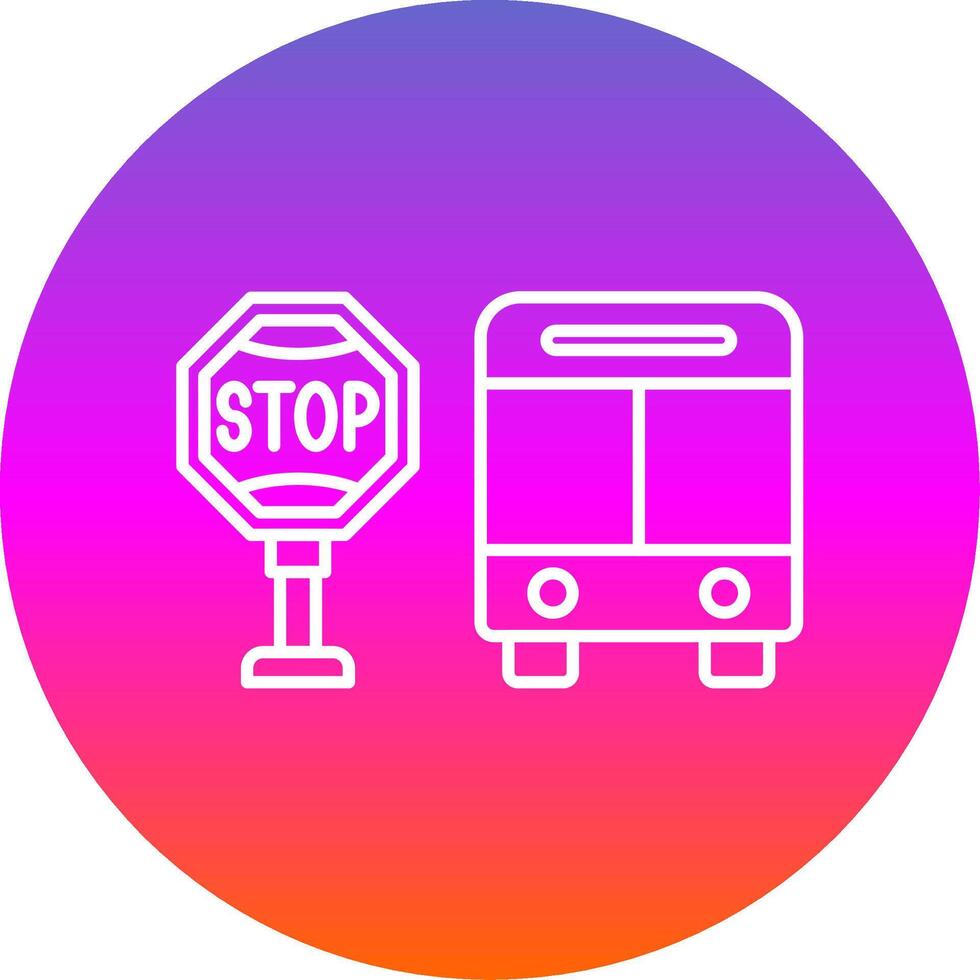 autobús detener línea degradado circulo icono vector