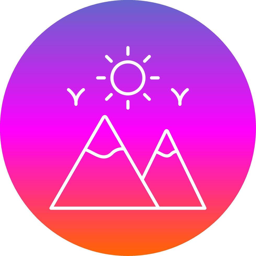 Mountains Line Gradient Circle Icon vector