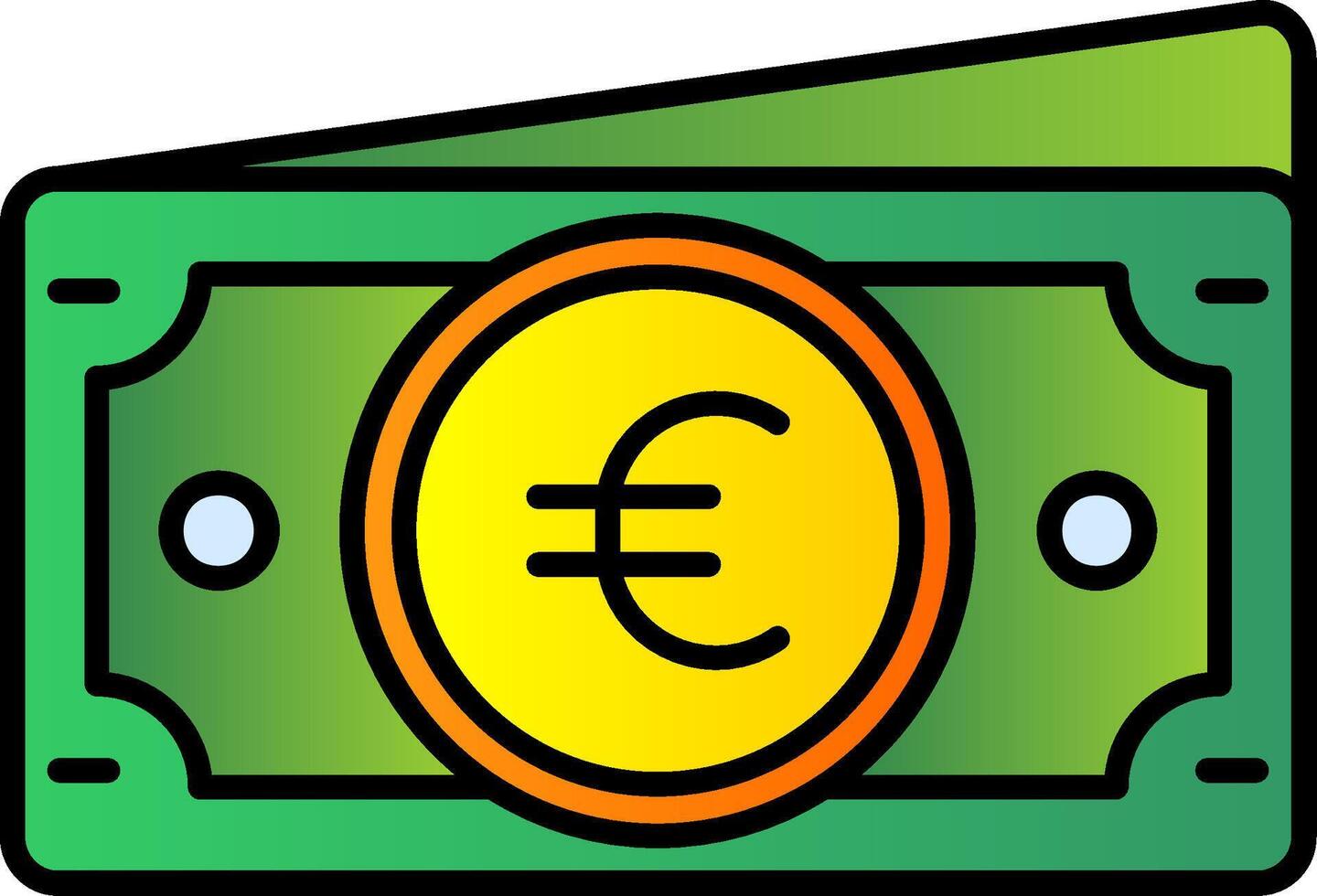 euro lleno degradado icono vector