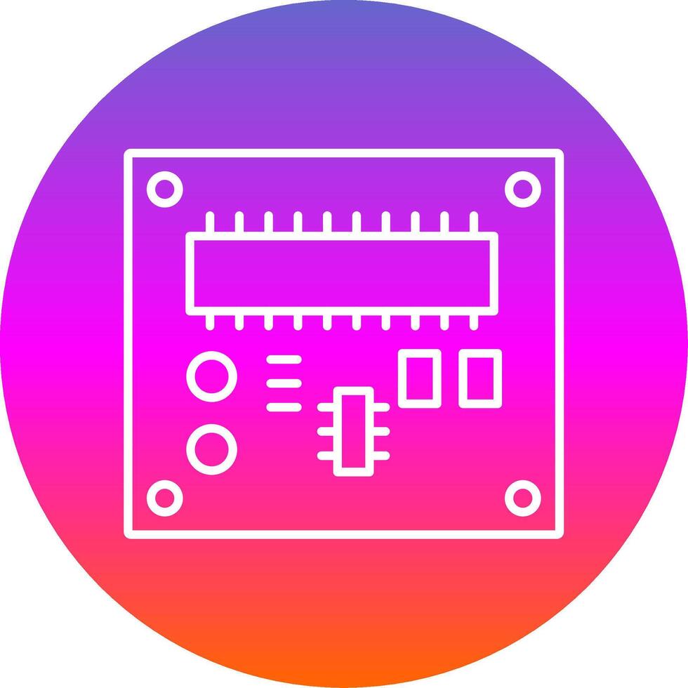 tarjeta de circuito impreso tablero línea degradado circulo icono vector