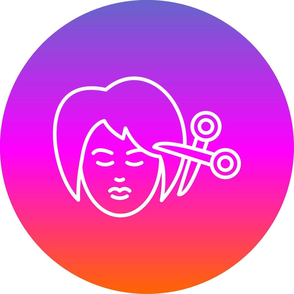 mujer pelo línea degradado circulo icono vector