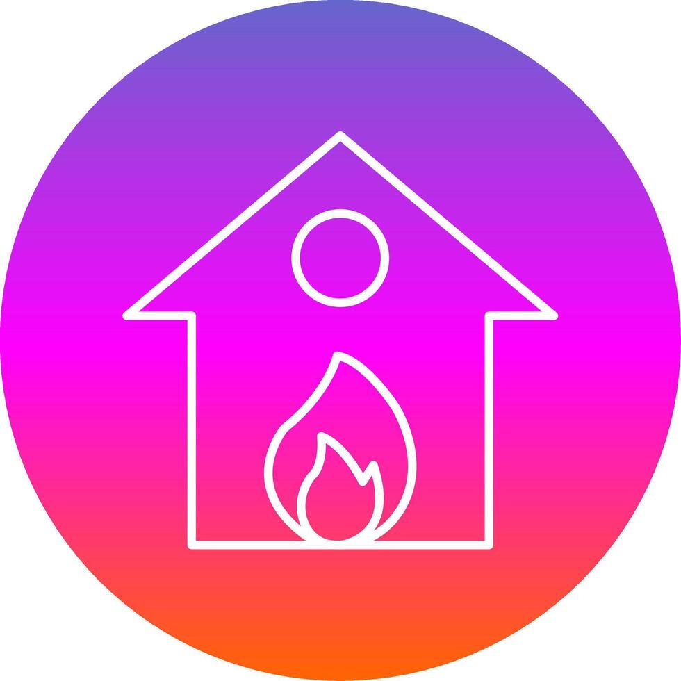 Burning House Line Gradient Circle Icon vector