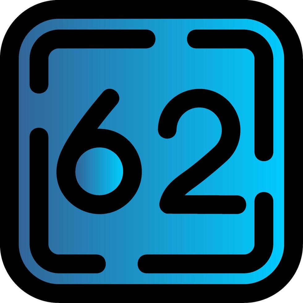 Sixty Two Filled Gradient Icon vector