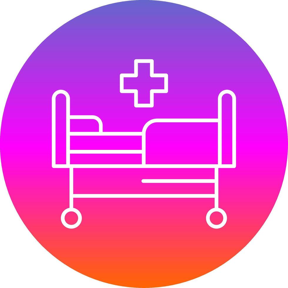 hospital cama línea degradado circulo icono vector