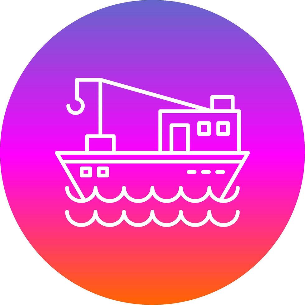 Fishing Boat Line Gradient Circle Icon vector