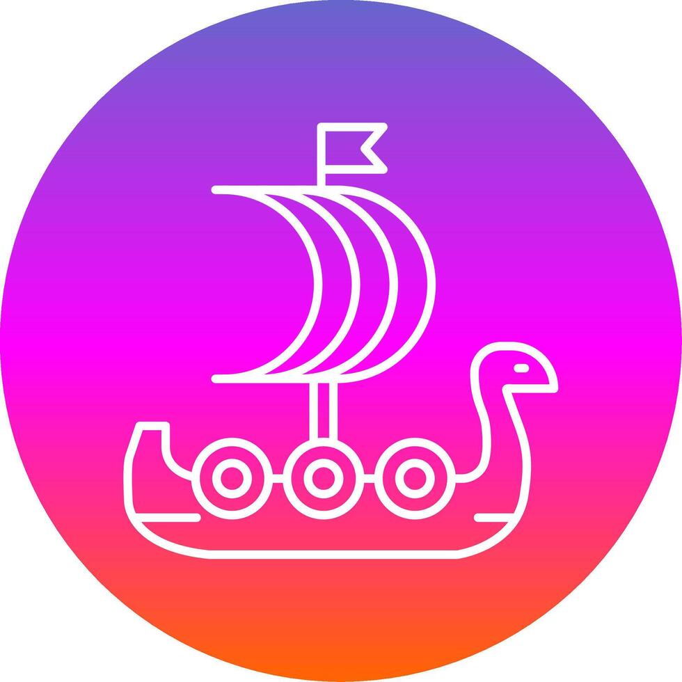 vikingo Embarcacion línea degradado circulo icono vector