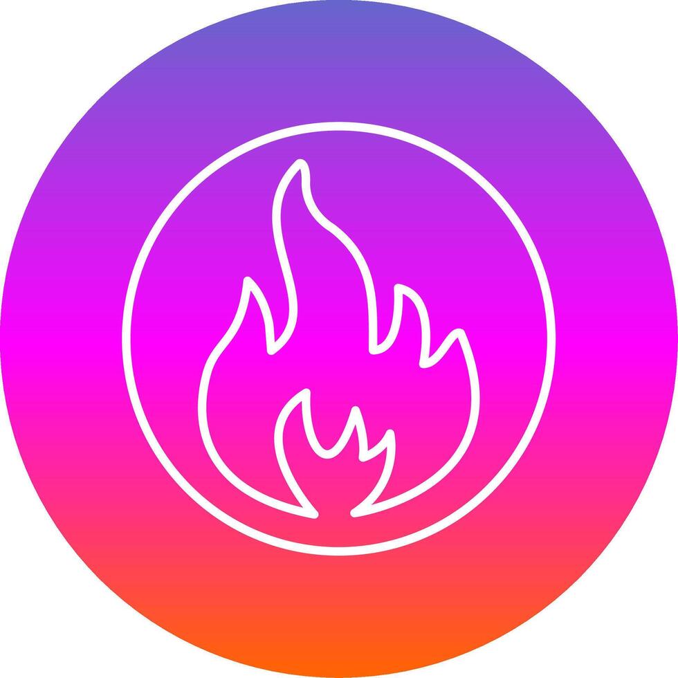 Flame Line Gradient Circle Icon vector