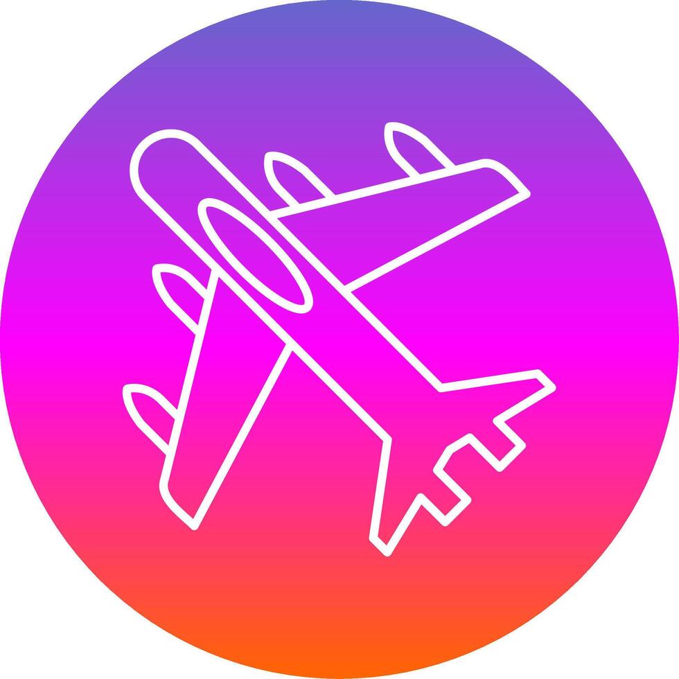 Jet Plane Line Gradient Circle Icon vector