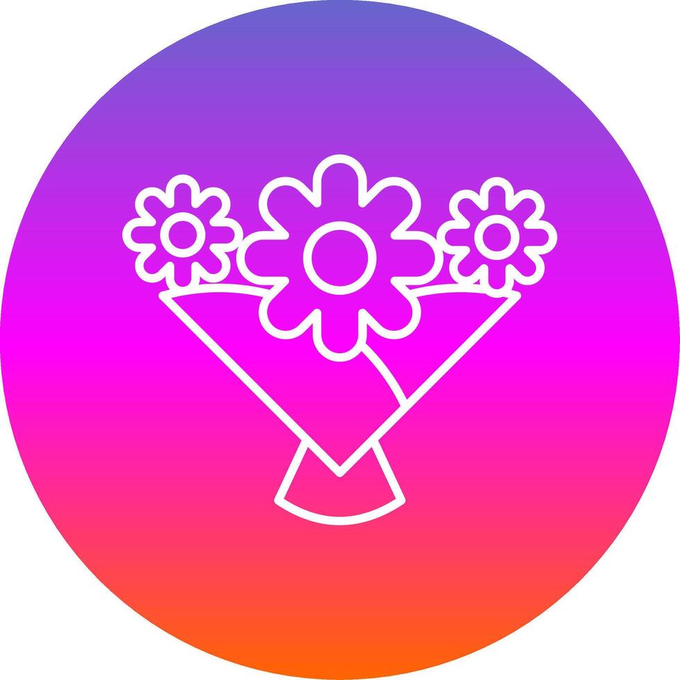 flor ramo de flores línea degradado circulo icono vector