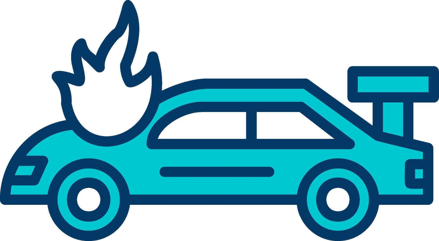 Accident Car In Fire Vector Icon