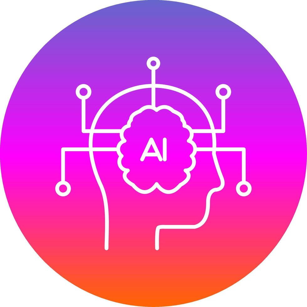 Artificial Intelligence Line Gradient Circle Icon vector