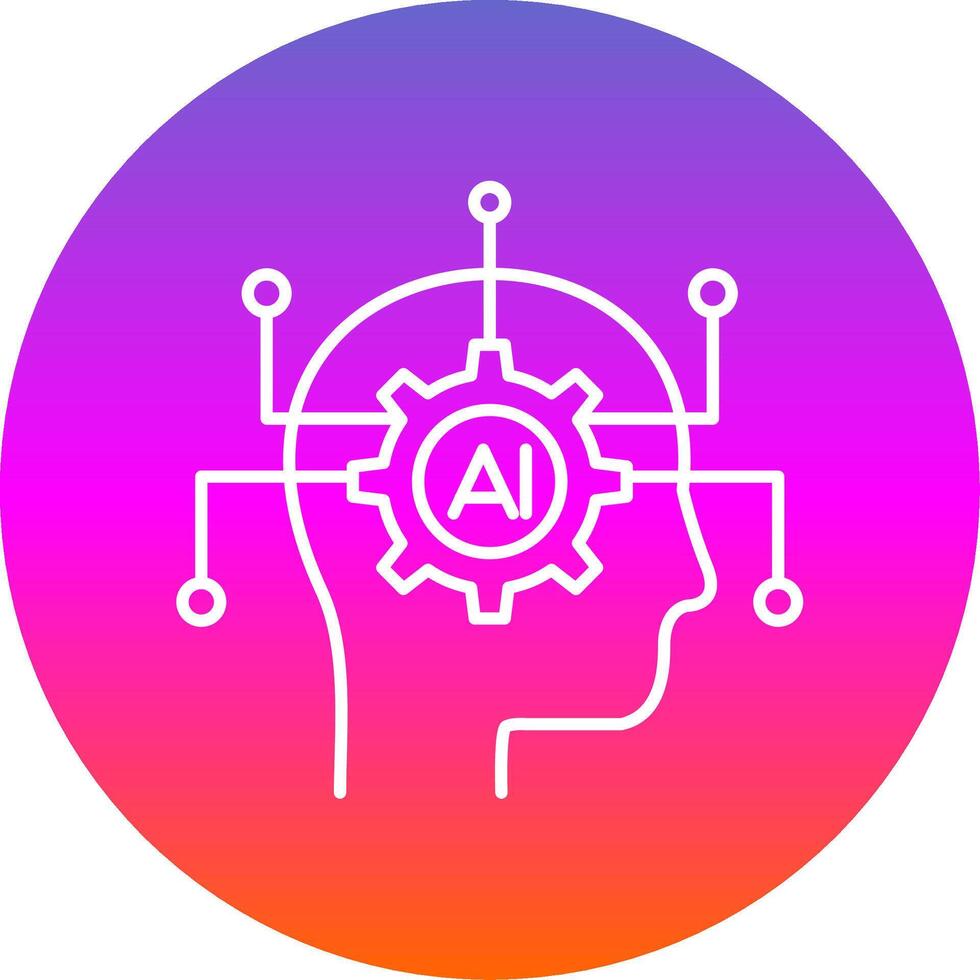 Artificial Intelligence Line Gradient Circle Icon vector