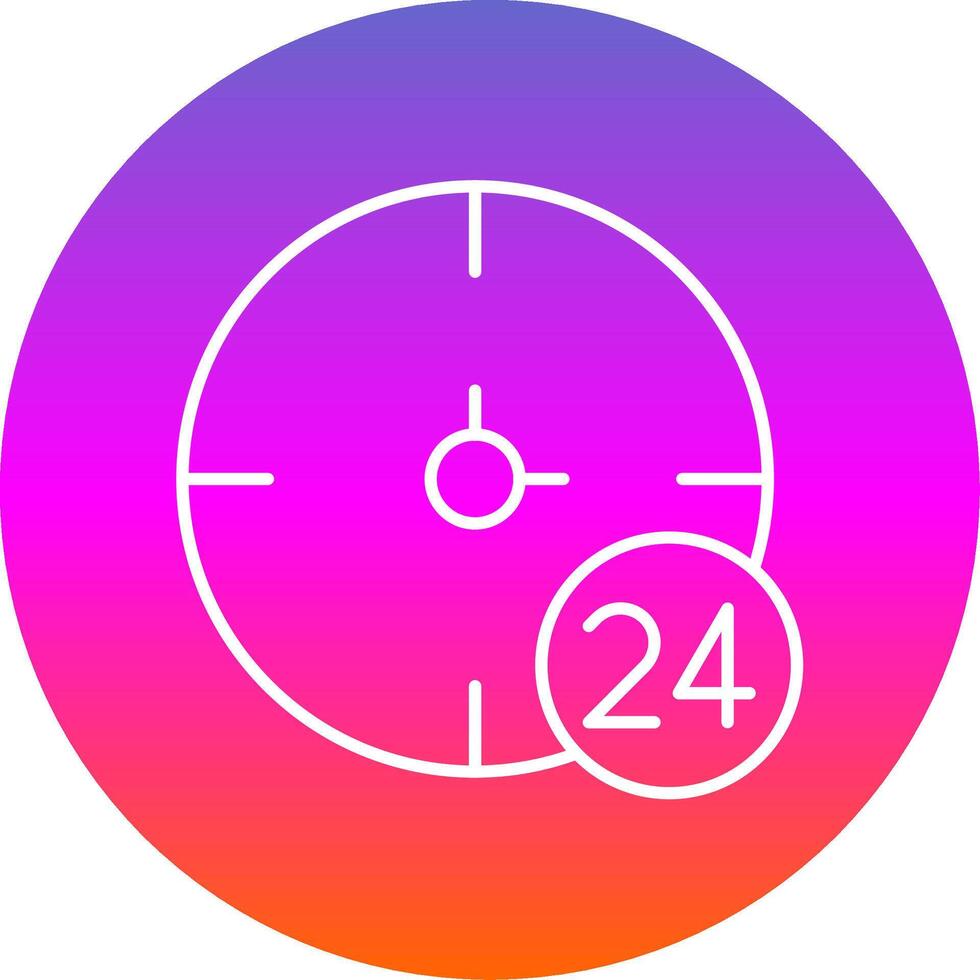 24 horas línea degradado circulo icono vector