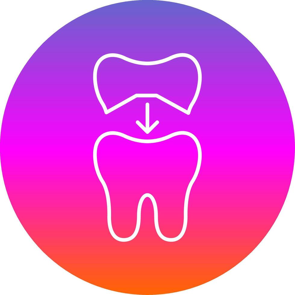 Tooth Cap Line Gradient Circle Icon vector