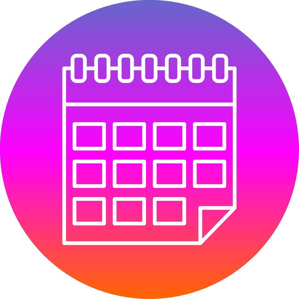 calendario línea degradado circulo icono vector