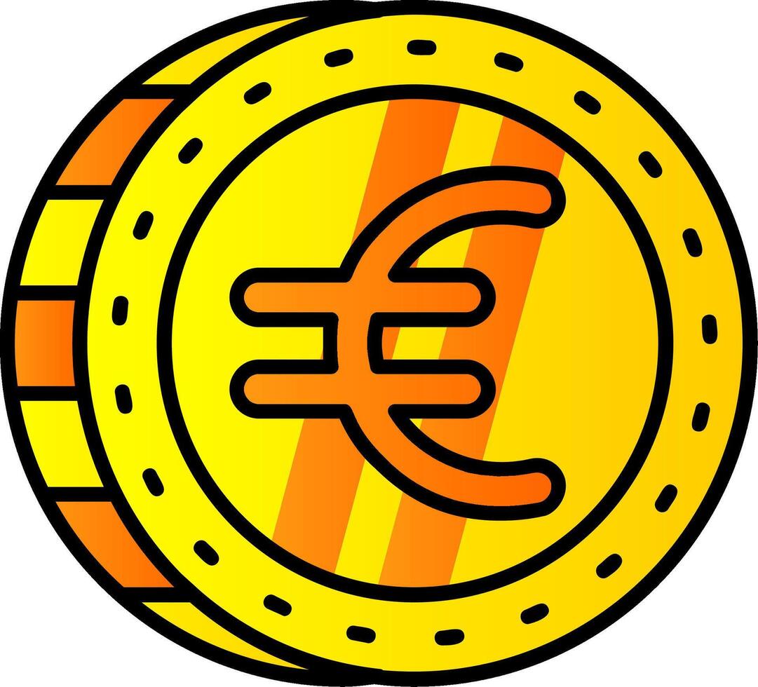 euro lleno degradado icono vector