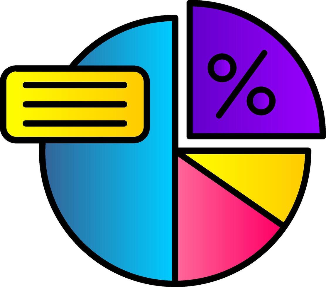 Pie graph Filled Gradient Icon vector