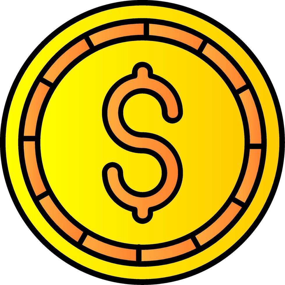 Dollar coin Filled Gradient Icon vector