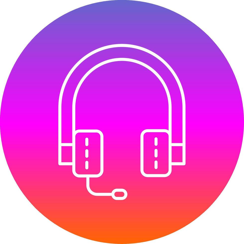 Headphones Line Gradient Circle Icon vector