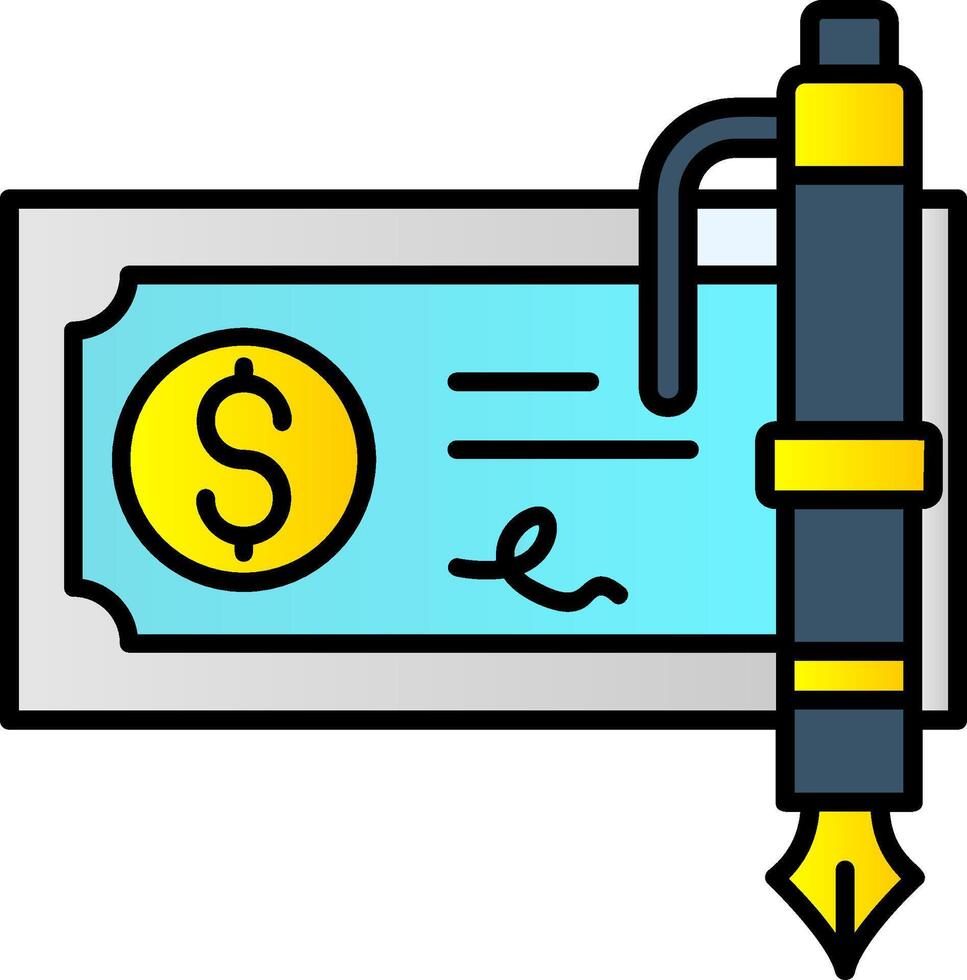 Bank check Filled Gradient Icon vector