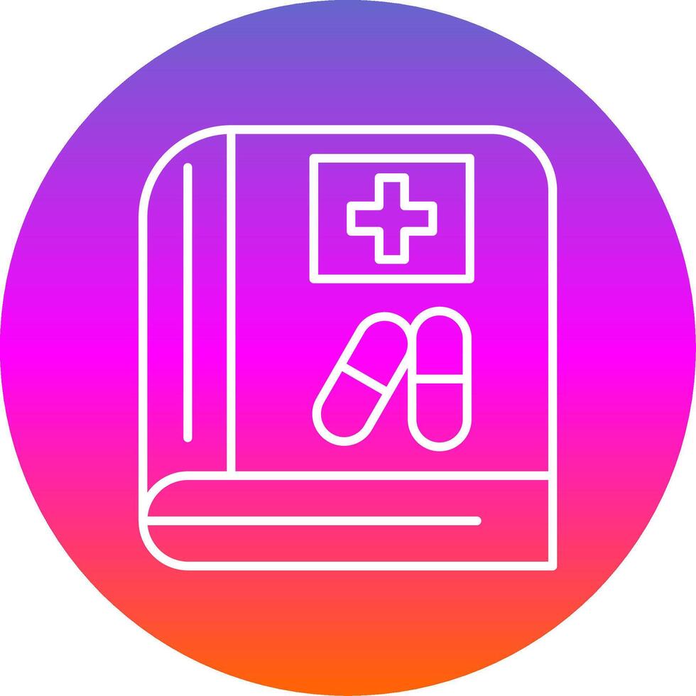 médico libro línea degradado circulo icono vector