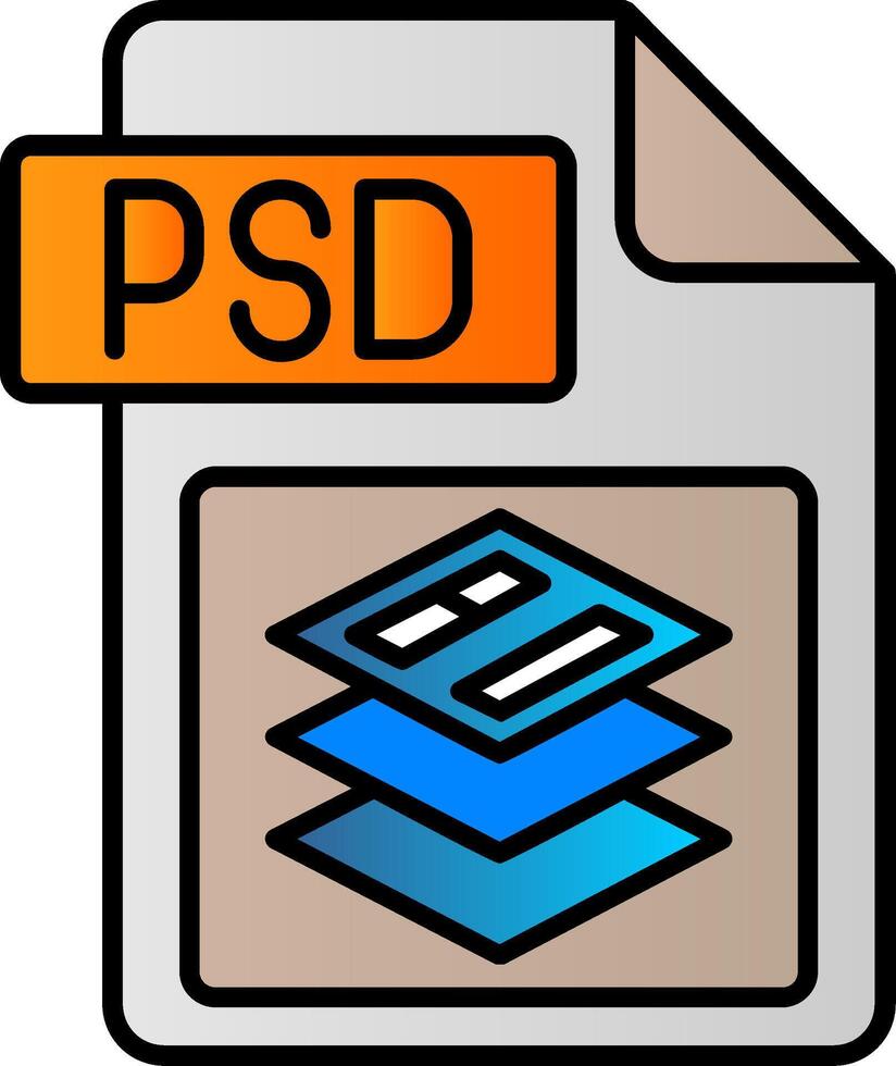 Psd file format Filled Gradient Icon vector