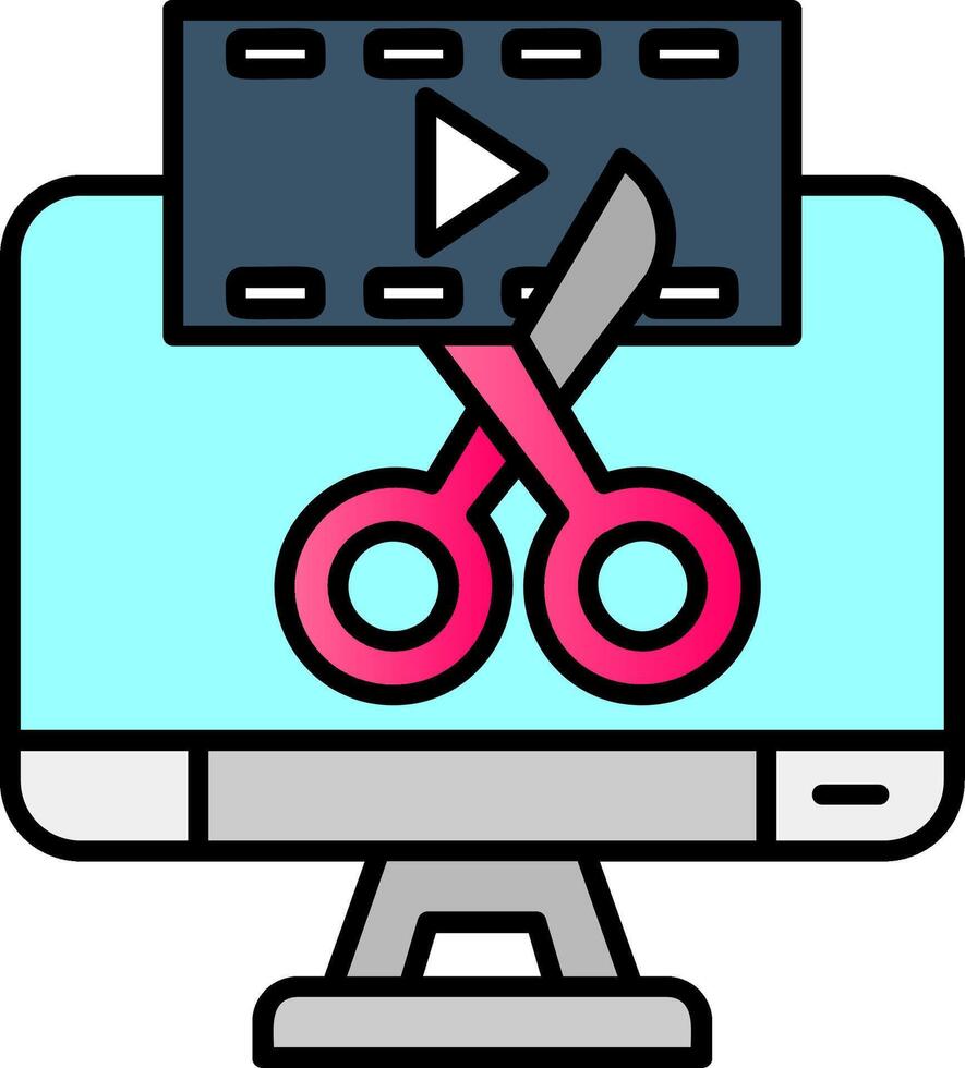Video editor Filled Gradient Icon vector
