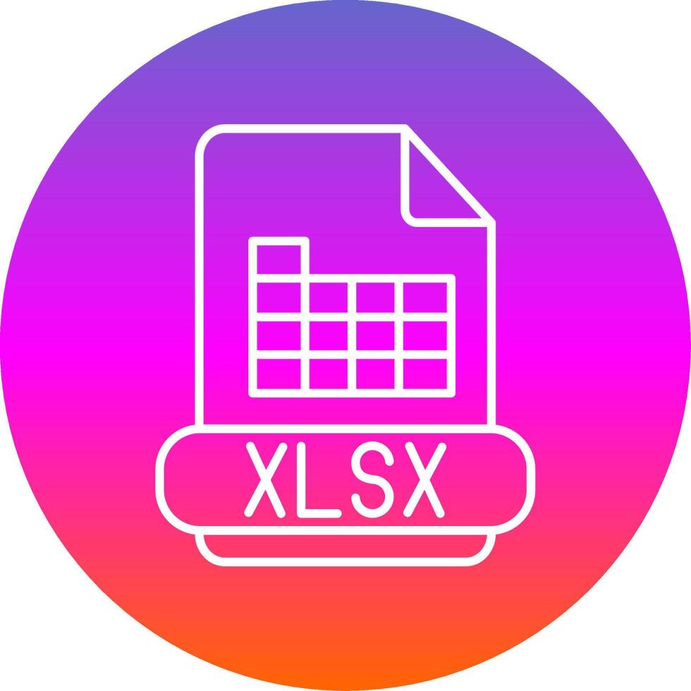 xlsx línea degradado circulo icono vector