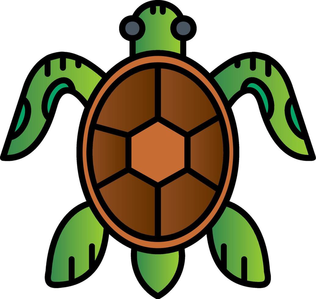 Tortuga lleno degradado icono vector