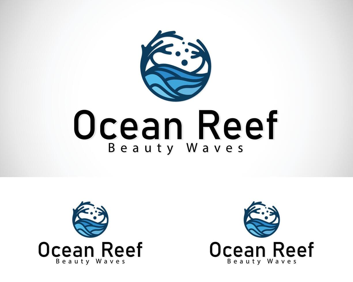 coral arrecife logo creativo diseño concepto circulo emblema Oceano vector