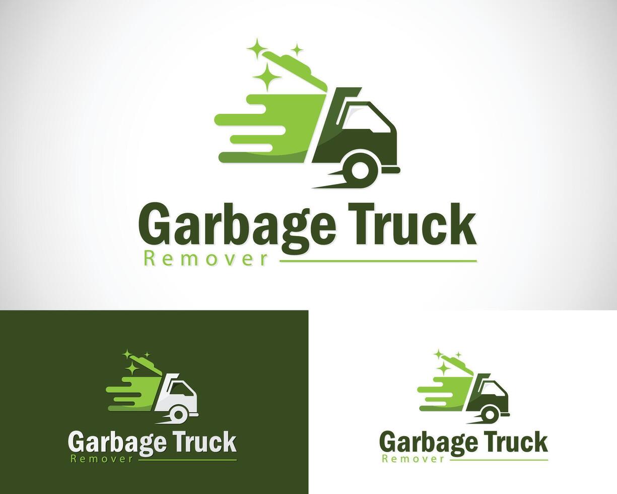 garbage truck logo creative design concept trash cleans organic vector