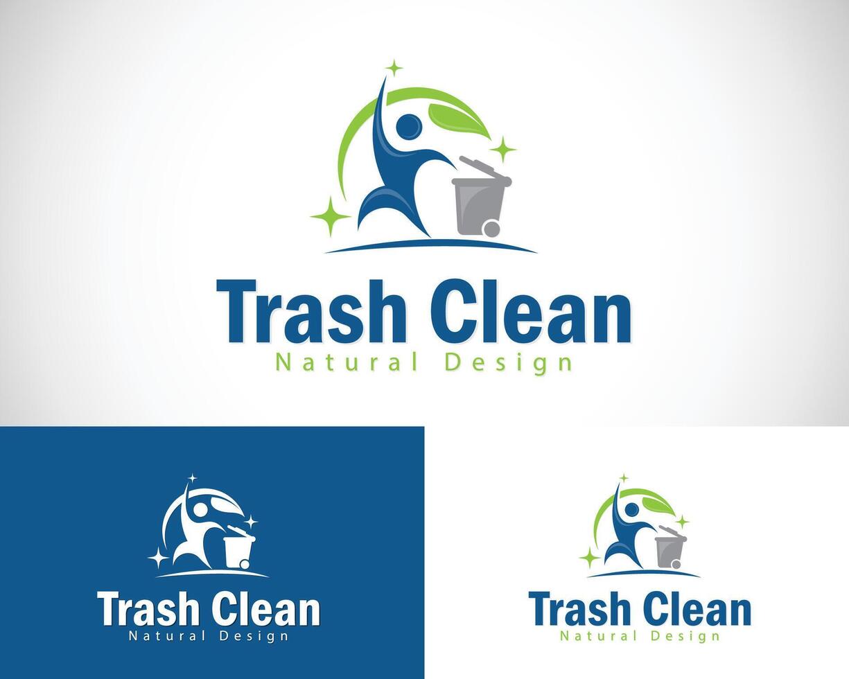 organic trash logo creative nature leave cleans design concept people junk care vector