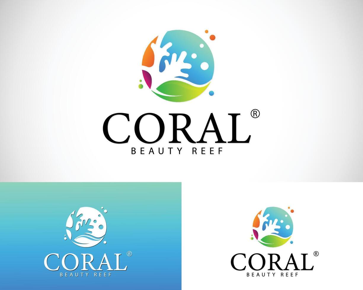coral reef nature logo design concept leave color gradient ocean vector