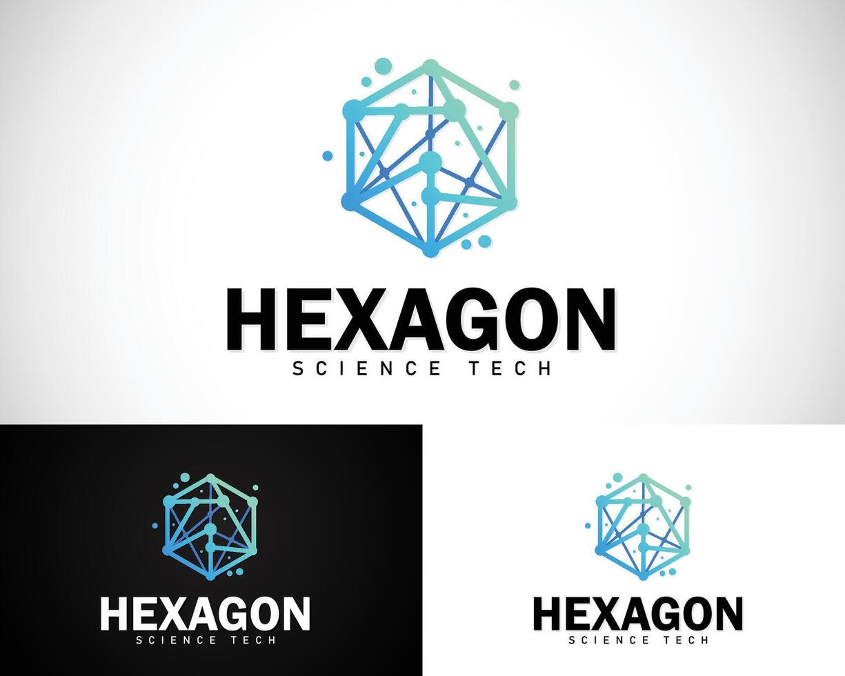 hexagon tech logo creative design concept science molecule design business vector