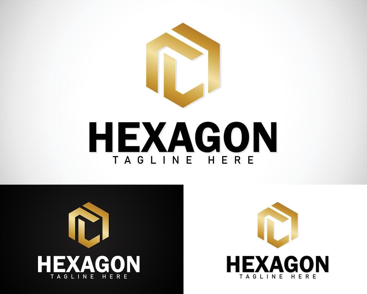 Hexagon logo creative color gold concept elegant business design vector