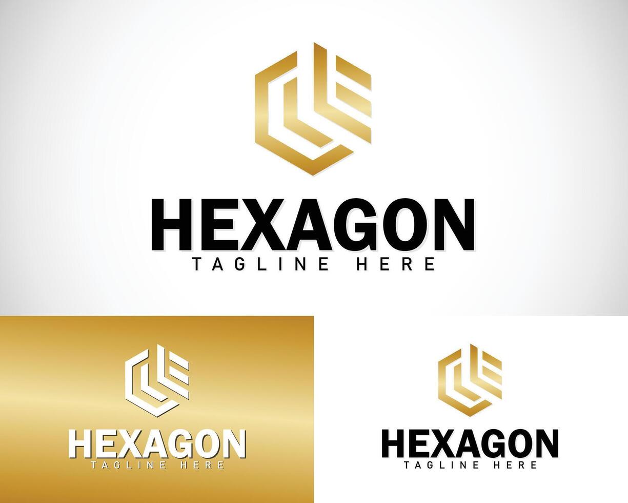 hexágono logo creativo color oro concepto elegante negocio diseño vector